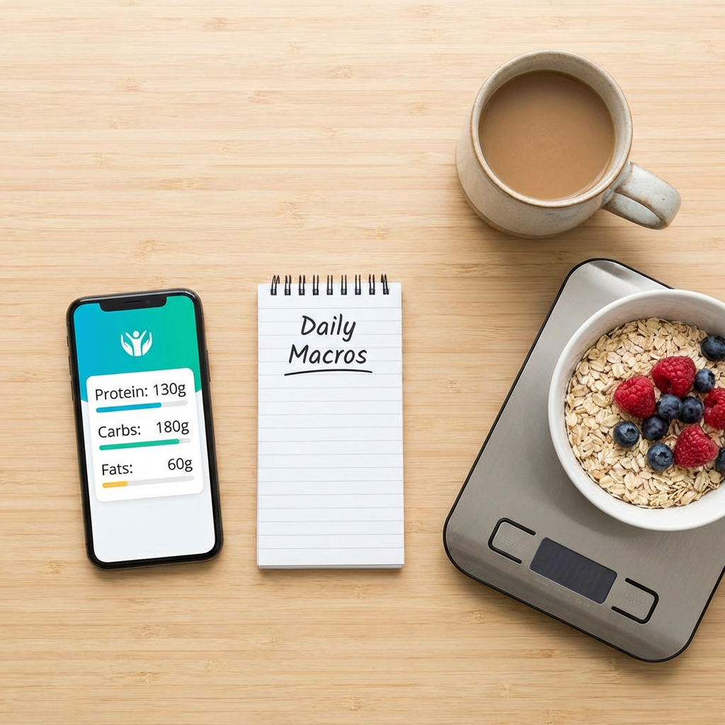 Minimalist macro tracking flat lay lifestyle photo